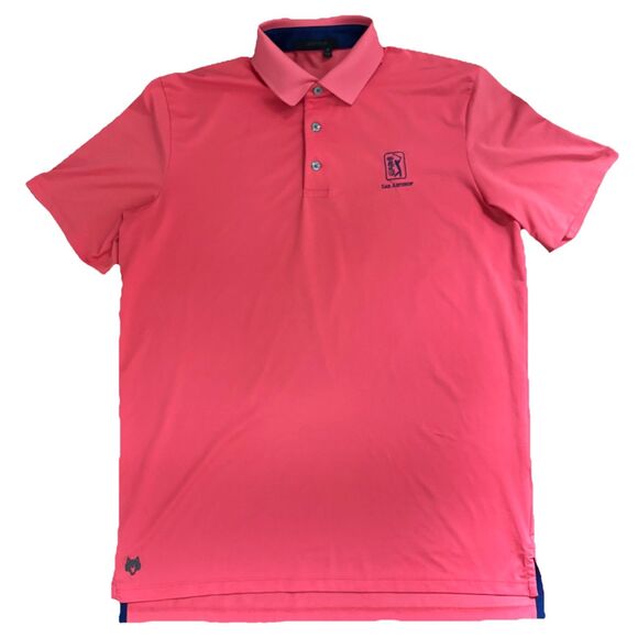 Greyson Polo Shirt Mens M Salmon Pink Performance Golf Stretch Moisture Wicking - Picture 1 of 6